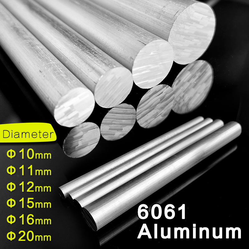 Barra redonda de aluminio sólido de 6061, diámetro Φ10,11,12, 15, 16, 20, 25, 30, 35mm de longitud 50mm 100mm 150mm 200mm 300mm