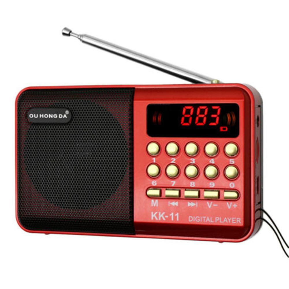Mini Draagbare Radio Handheld Oplaadbare Digitale Fm Usb Tf MP3 Speler Met 18650 Batterij Usb Kabel Luidspreker Apparaten Levert
