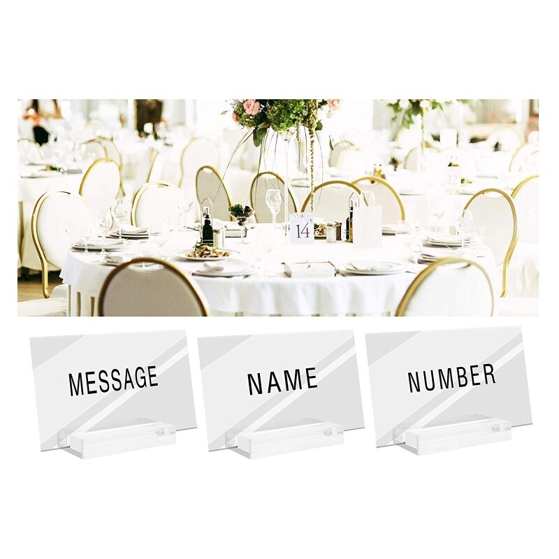 Clear Acrylic Stand Sign Holder Place Card Base Table Numbers Holder Seat Bracket for Wedding Receptions Events