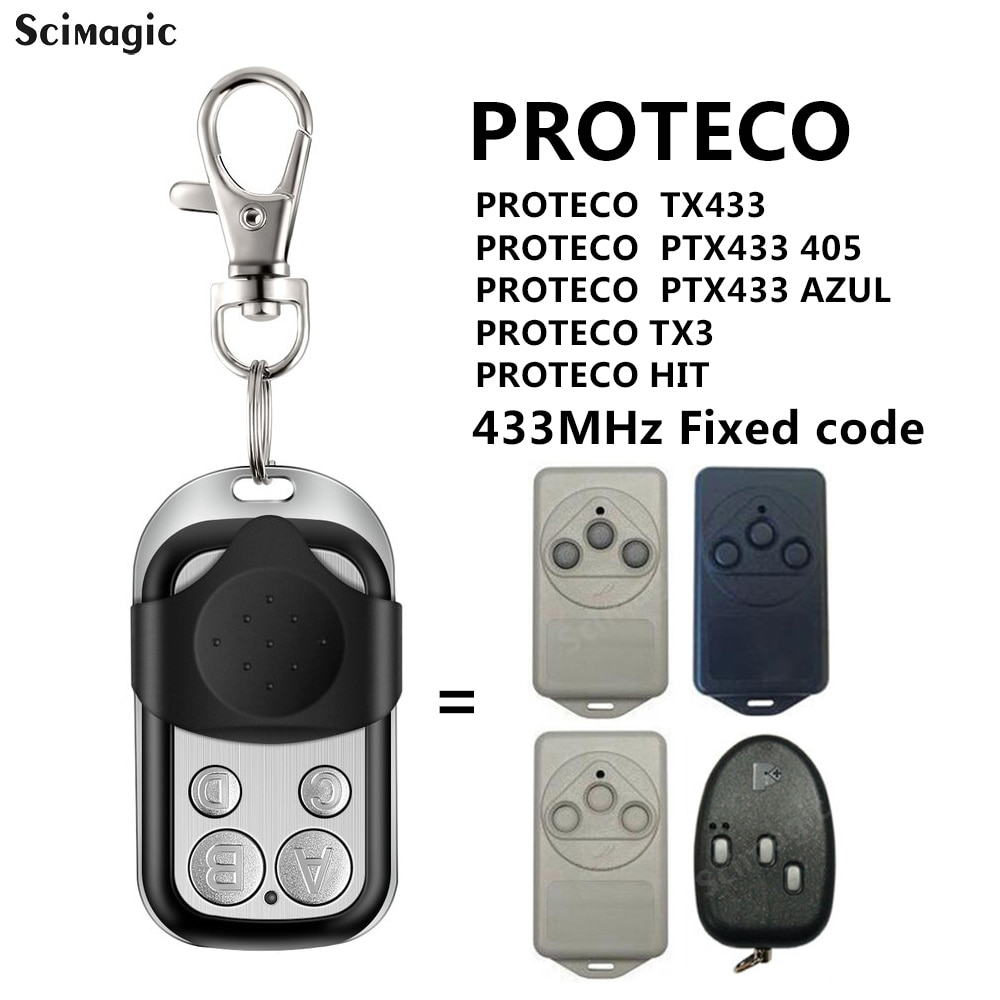 PROTECO TX433/PTX433 405/PTX433 AZUL/TX3/HIT Garage Door Gate Remote Control 433MHz Fixed Code Transmitter Key Fob Command