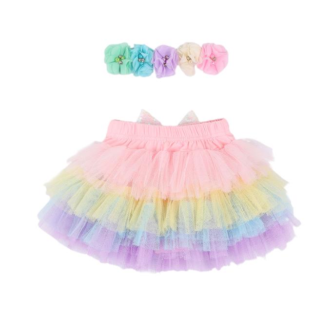 Infantile bébé filles Tutu jupe bandeau coloré Sequin nœud papillon maille couche jupes fleur chapeaux tenue ensembles tissu photographique