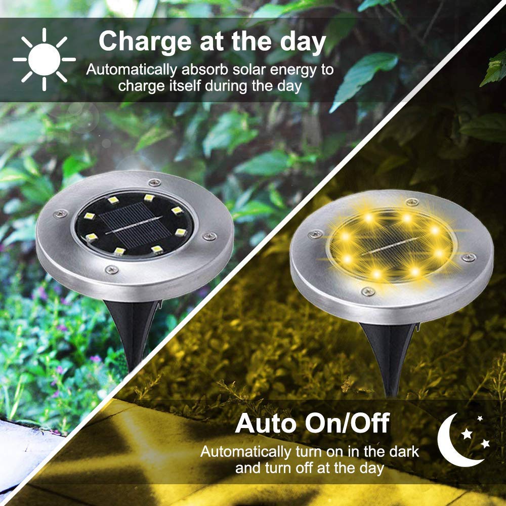 Zonne-energie grond licht 8 Led outdoor tuin Solar path ondergrondse grond licht ondergrondse lampen