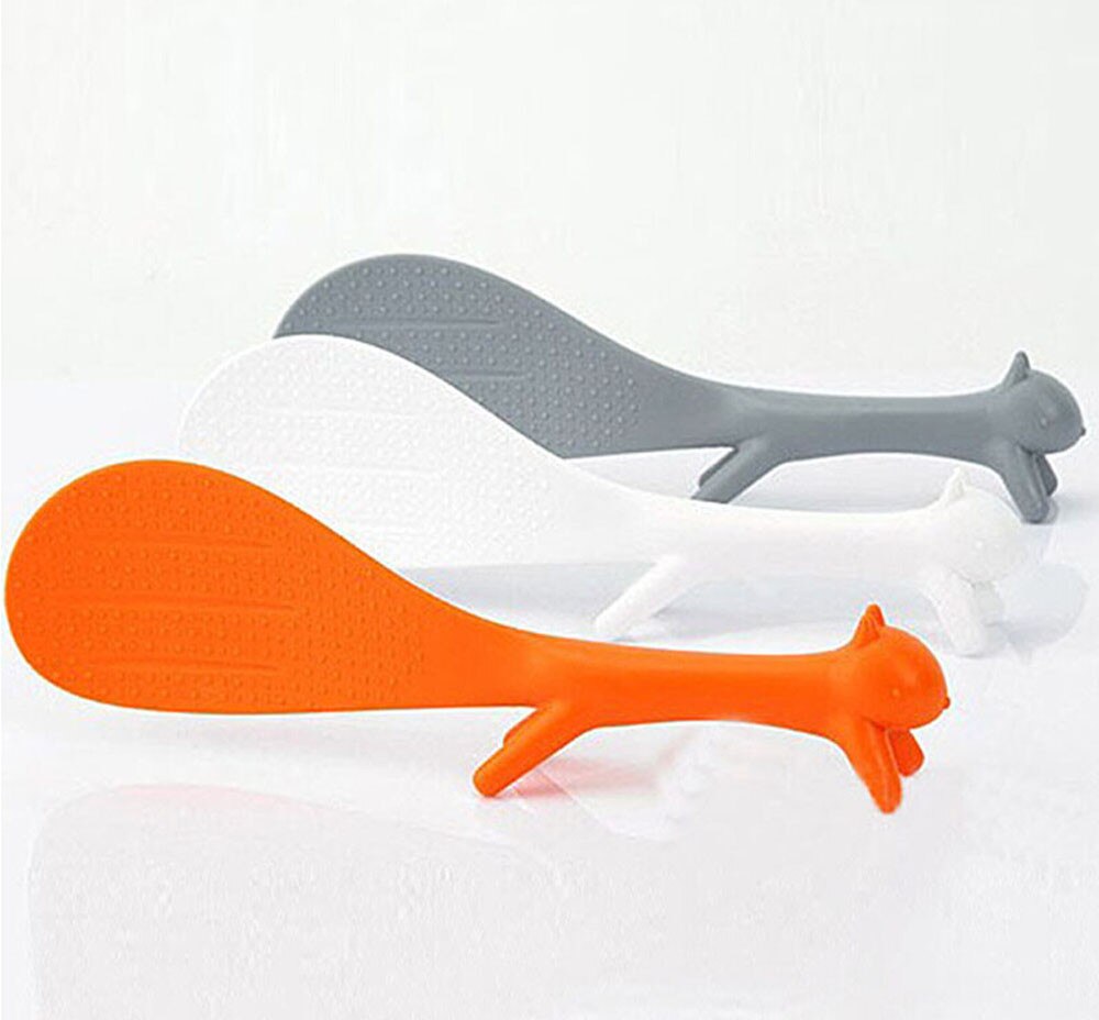 Kitchen Tool Korean Cute Lovely Kitchen Supplie Squirrel Shaped Ladle Non Stick Rice Paddle Meal Spoon Special LadlesF96