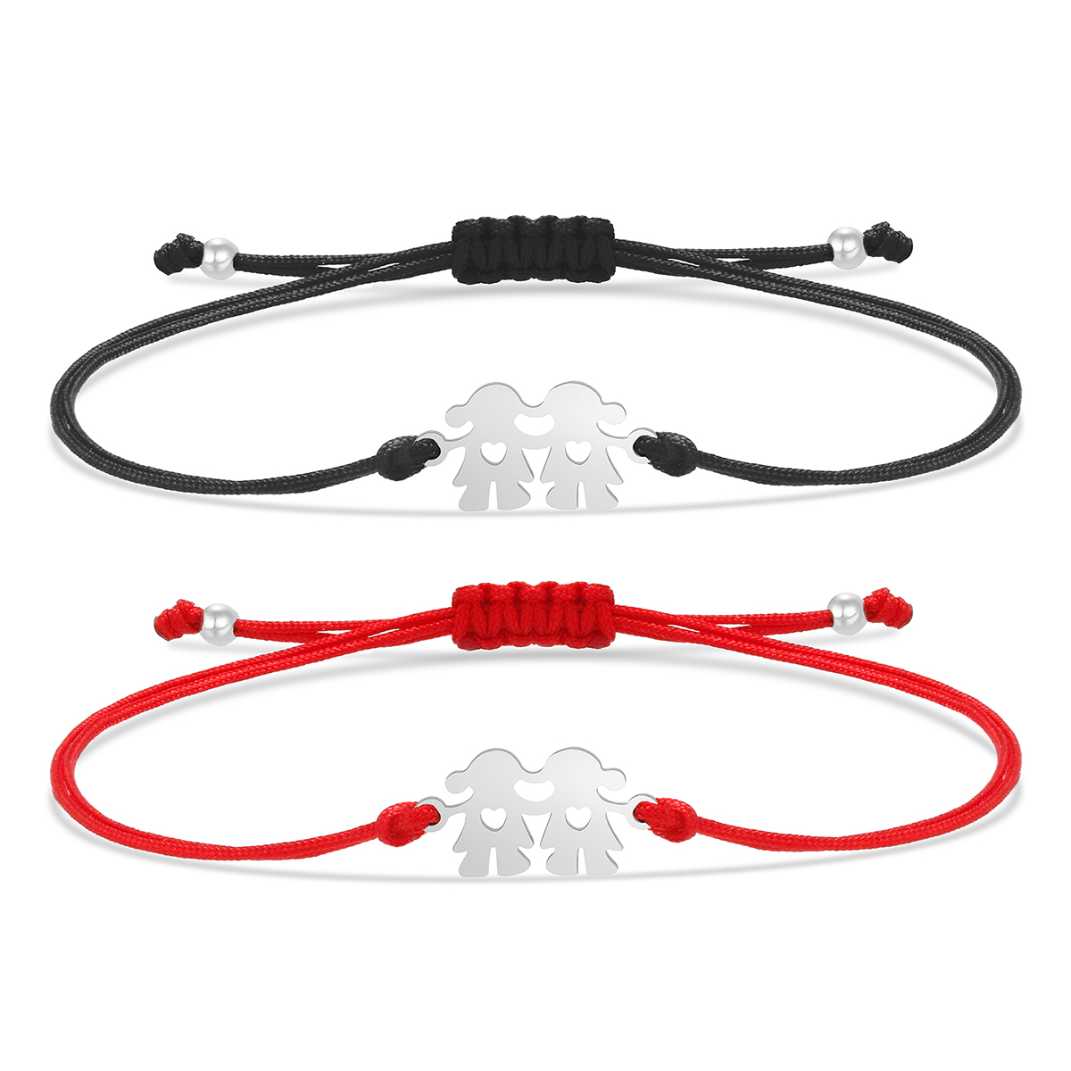 Vergulde Roestvrij Staal Delicate Gepolijst Twee Leuke Meisjes Bedelarmband Vrouwen Meisje Liefde Hart Vriendschap Sieraden