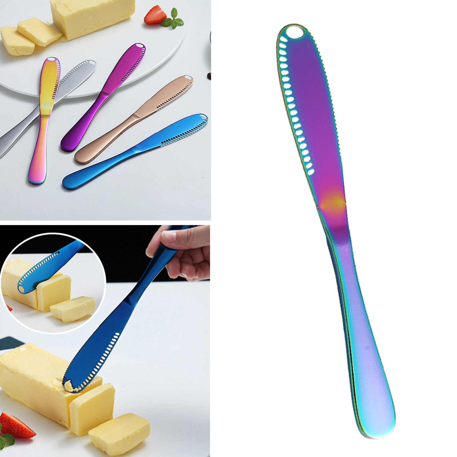 Multifunction Stainless Steel Butter Knife with Hole Cheese Dessert Knife Cutlery Tool Kitchen Toast Bread Knife Tableware