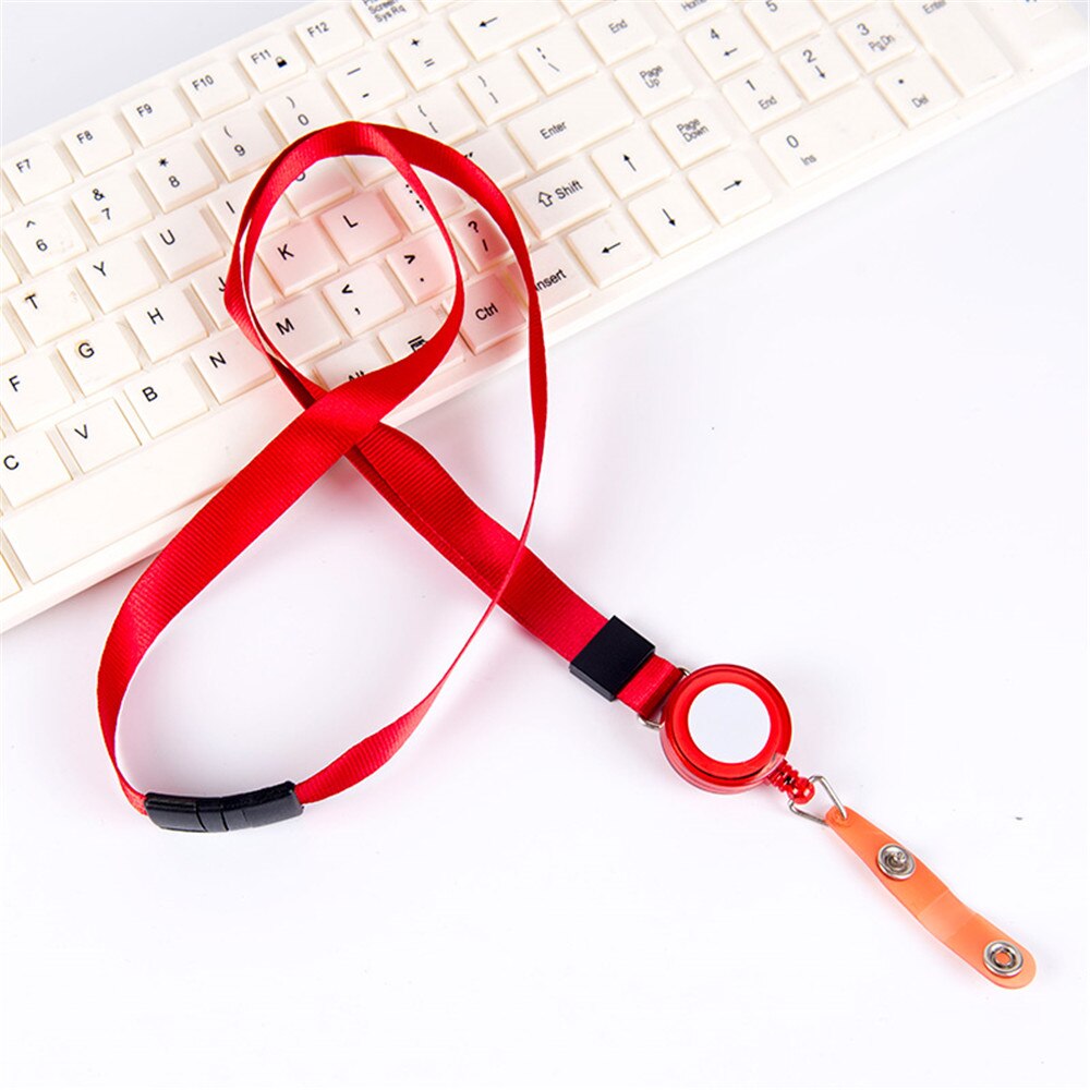 Retractable Card Holder Lanyard Neck Strap Nurse Badge Holder Name Tag Credit Card ID Holders Kawaii Stationary Papeleria: red