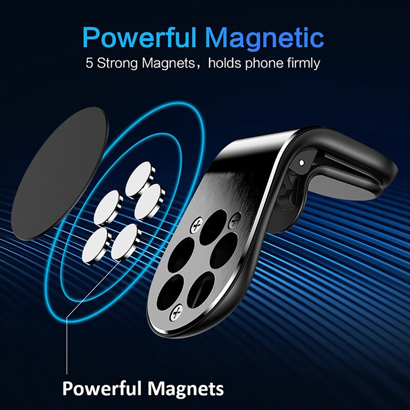 Support magnétique de voiture de Type L pour téléphone portable, pour Iphone, Samsung, prise d'air, Gps, réponse aux appels