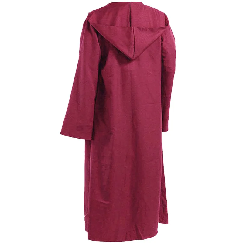 Medeltida män tunika huva mantel mantel riddare cosplay kostym trollkarl vampyrmantel mantel munk fantasi halloween