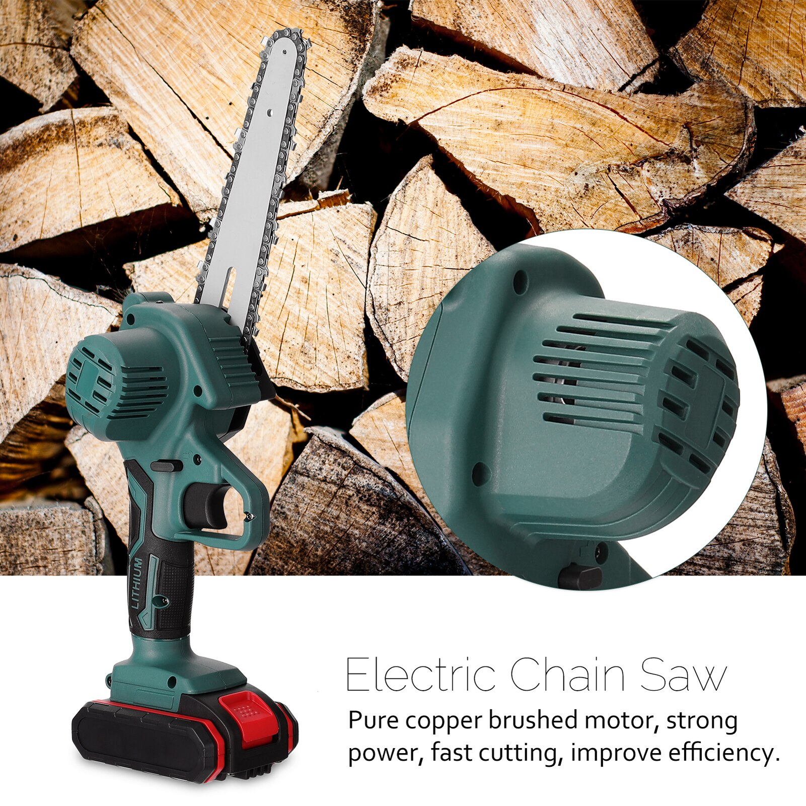 Mini Sierra de poda eléctrica portátil, 21V, pequeña sierra de cadena de empalme de madera recargable, herramienta de carpintería para jardín, huerto, ramas, Clip