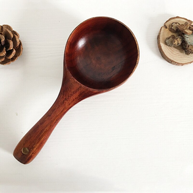 Japanese Wood Rice Spoon Water Scoop Wine Scoop Large Wooden Spoon Multifunction Wooden Round Water Dice