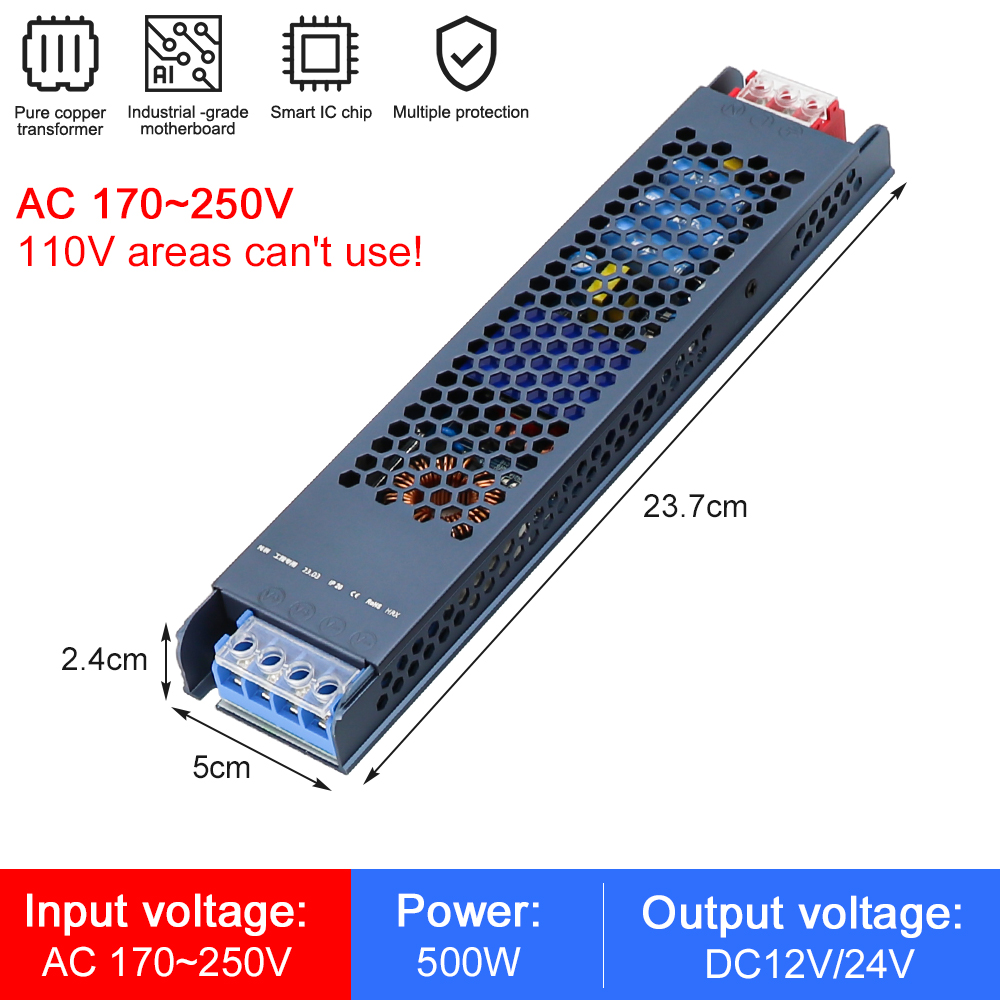 12V 24V LED-Strom versorgung Wechselstrom-Gleichstrom-Transformator 60W 200W 300W 400W W Super-dünn-Wandler für LED-Streifen-Glühbirnen-LED-Treiber: Elfenbein / 12V
