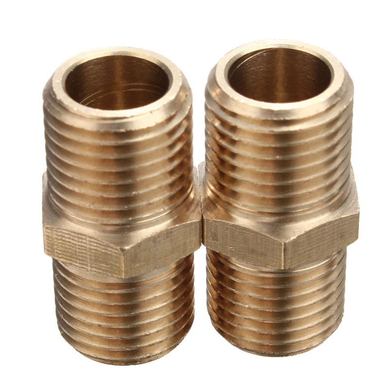 2Pcs Brass 1/4 BSP Tapper Thread Male Air Line Hose Connector Airline Fitting Tools