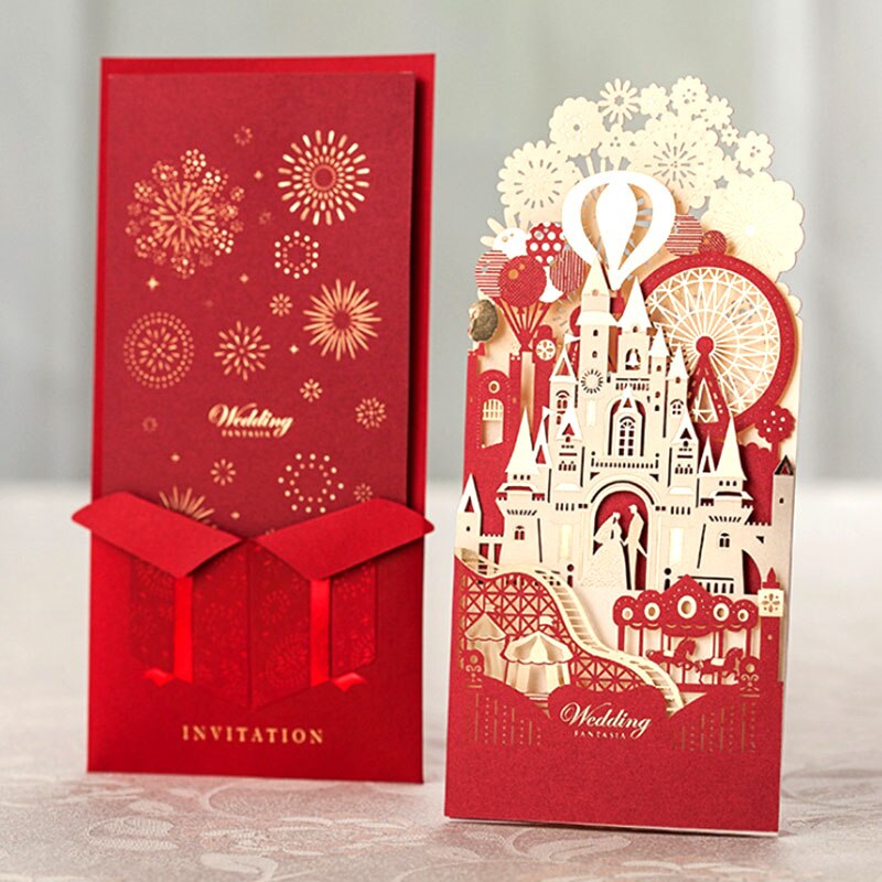 10PCS Invitations Wedding Book Invitations Simple Three-Dimensional Wedding Atmosphere European Custom Envelope Party Supplies