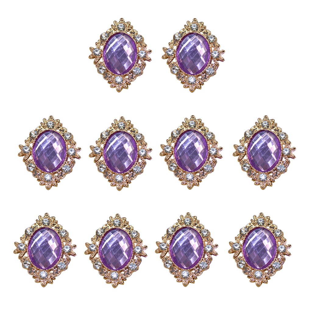 10 Pcs 25 Mm Strass Cabochons Plaksteen Crystal Knoppen Versieringen Bruiloft Sieraden Telefoon Decor Diy Kledingstuk Naaien Acce: Purple