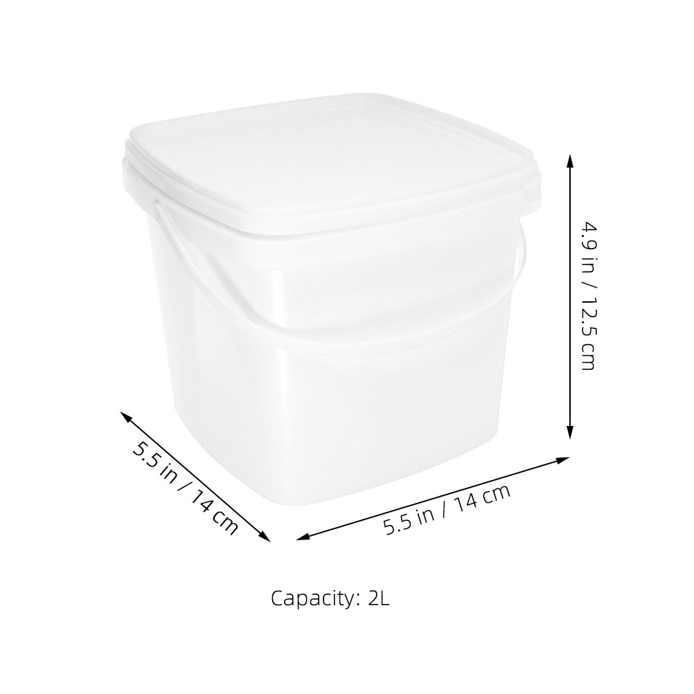 Plastic Bucket With Handle And Lid Reusable Water Bucket Container Portable Bucket Plastic Bucket Packaging Hand-Held Bucket: WHITE