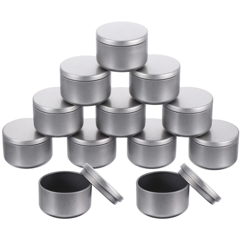 12 pz casa fai da te candela latta rotonda metallo caramelle scatole contenitori di candele candela fai da te tariffa barattoli vuoti con coperchi artigianato d'arte forniture: argento