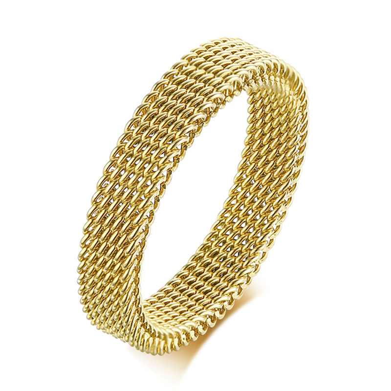 Anillo moderno de malla de acero inoxidable para hombre y mujer, banda de 4mm y 8mm de ancho, joyería Retro, , , novedad de 2023: 6 / Blue