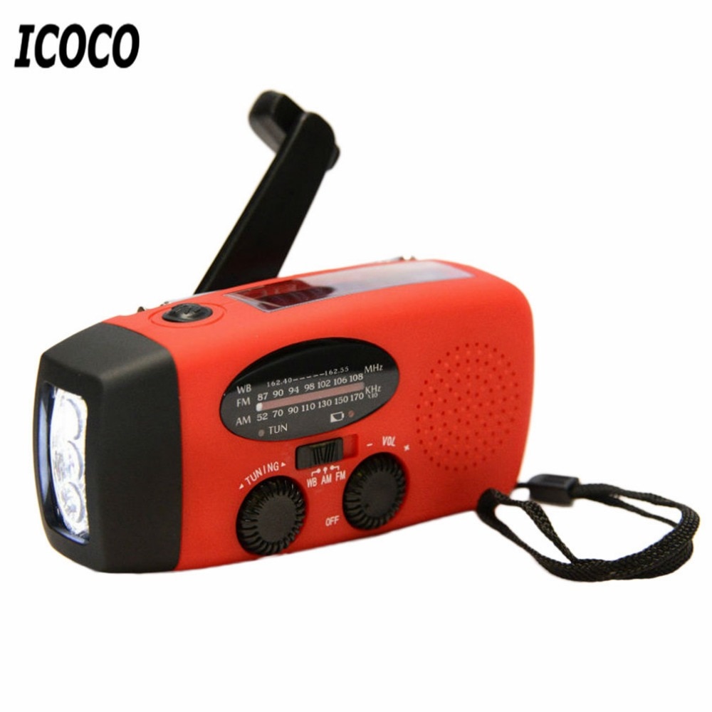 3 in 1 Emergency Charger Zaklamp Hand Crank Generator Wind up Solar Dynamo Powered FM/AM Radio Charger LED zaklamp