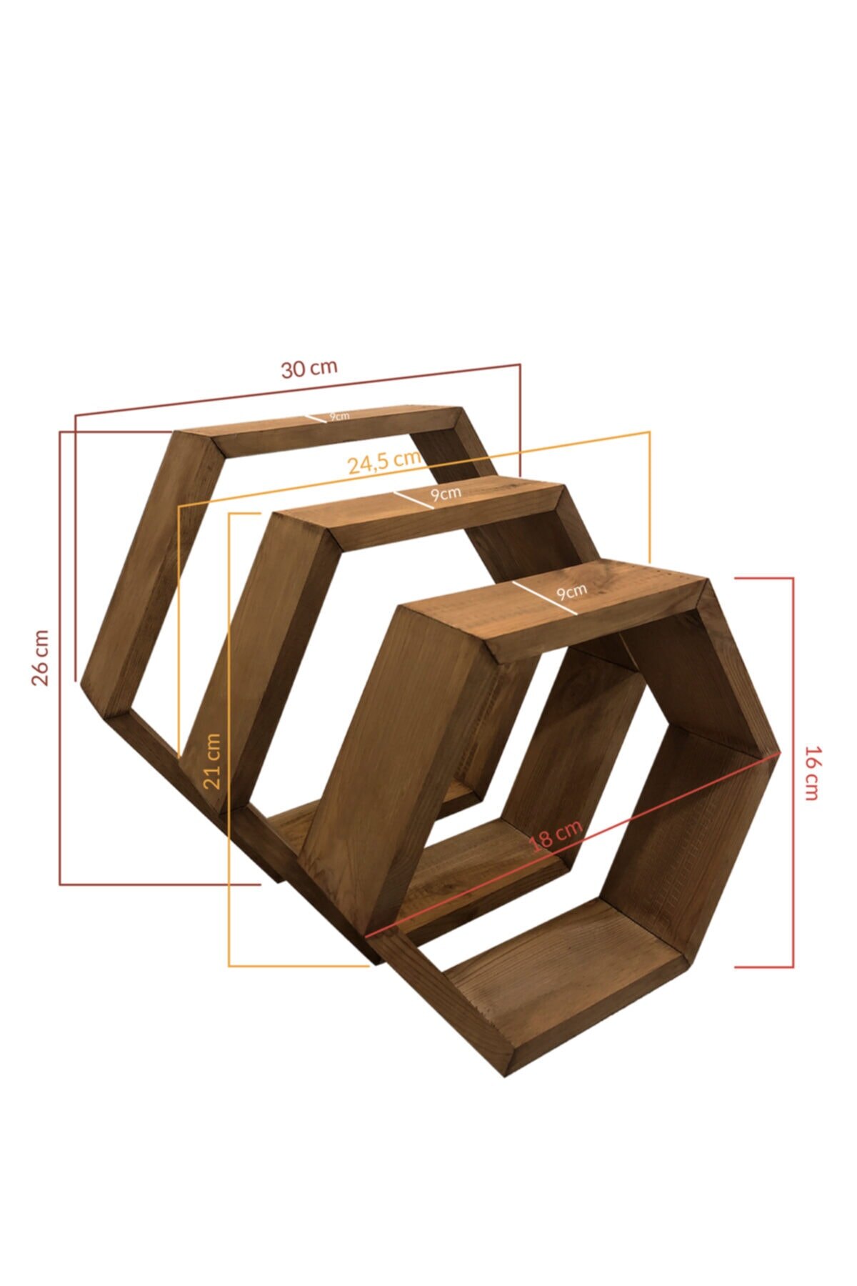 Grootland Holz Triple Hexagonal (honeycomb) Wand Regal (kleine)