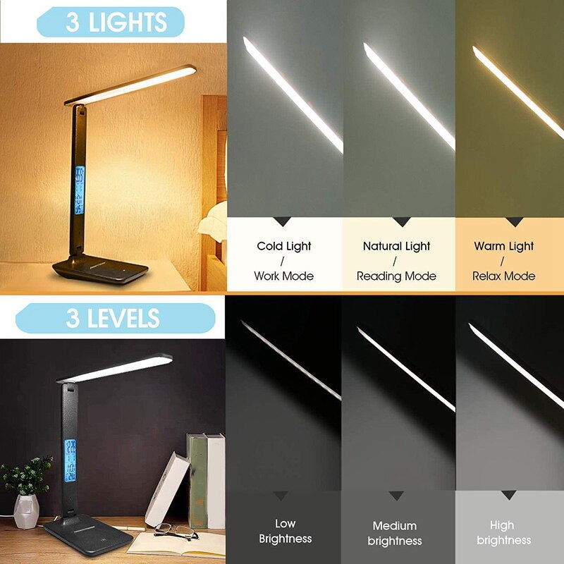 Contact Desk Lamp Wireless LED Desk Lamp with Smart Features Adjustable, Foldable Table Lamp