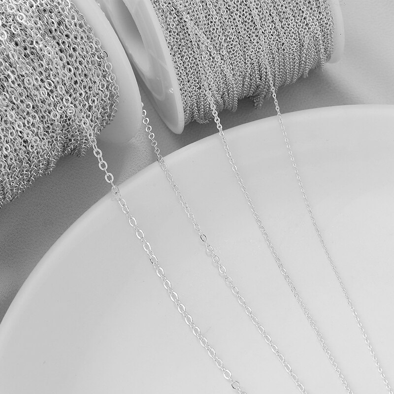 Chaîne croisée plaquée argent 925, 1 mètre, pour la fabrication de bijoux, bricolage, collier, boucles d&#39;oreilles, Bracelets, bobine de chaîne
