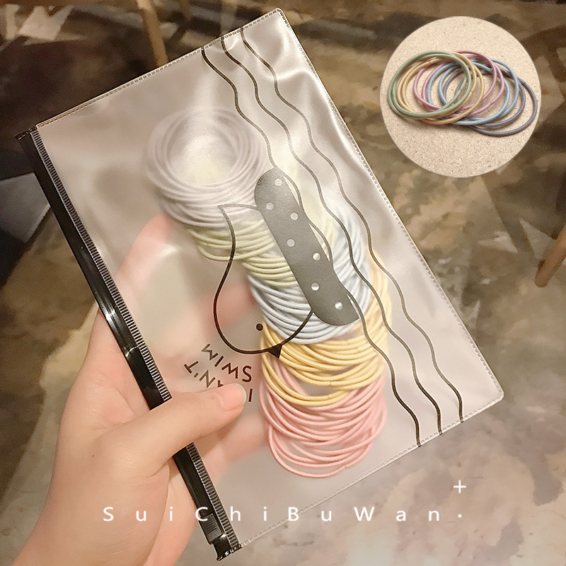 100 Uds. Banda elástica para el cabello para mujer, coleteros, sombreros, bandas de goma, diadema para niñas, accesorios para el cabello FS-008: YELLOW