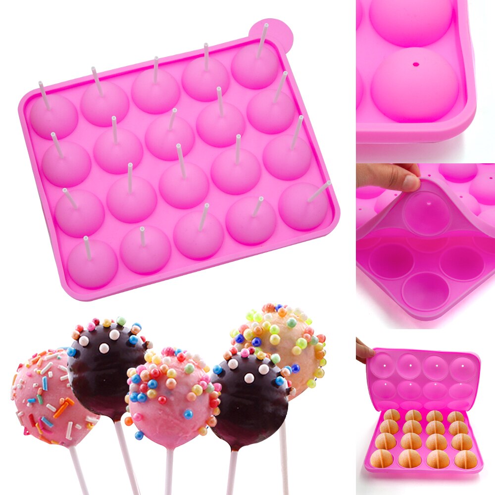 Moldes redondos de silicona para hacer piruletas, herramientas para hornear pasteles, 20 agujeros