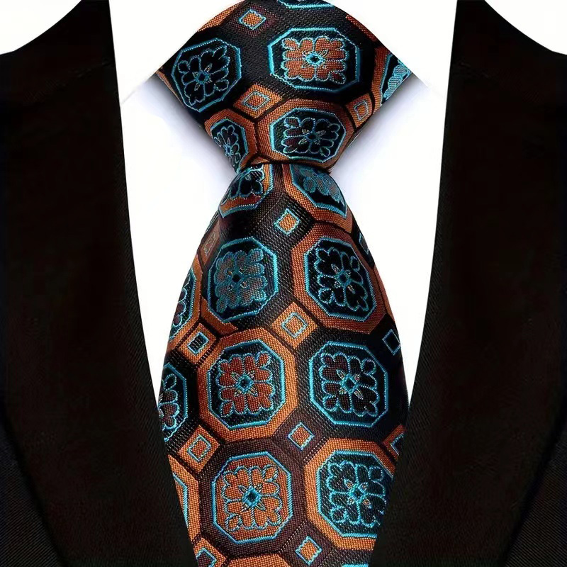 Corbata de lujo de 8CM para hombre, corbatas florales de Cachemira para hombre, novio, corbata tejida Jacquard, accesorios para de boda y negocios: Negro