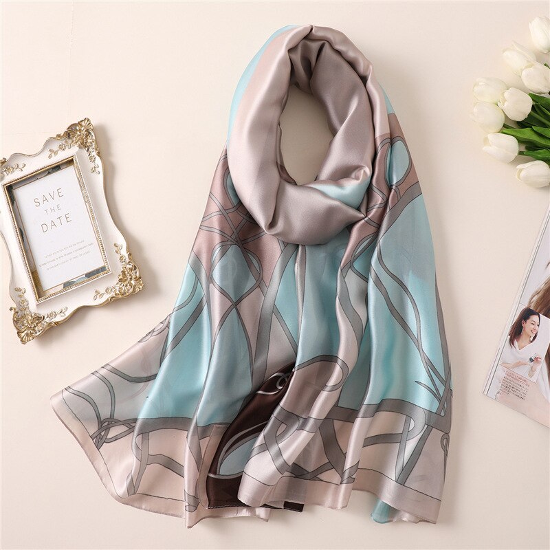 Bufanda de seda nueva para mujer, pañuelo de Mantón largo grande, bandana , pashmina de viaje, para invierno, para el cuello,