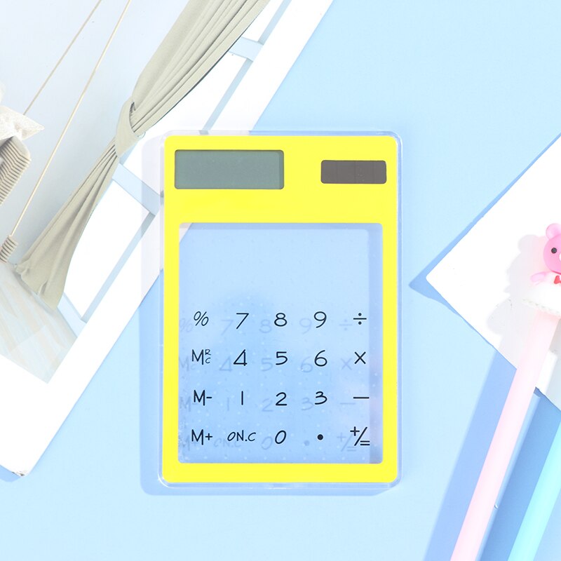 1Pc Transparent Cartoon 8-Digit Calculator Solar Energy Mini Portable Calculator: YL