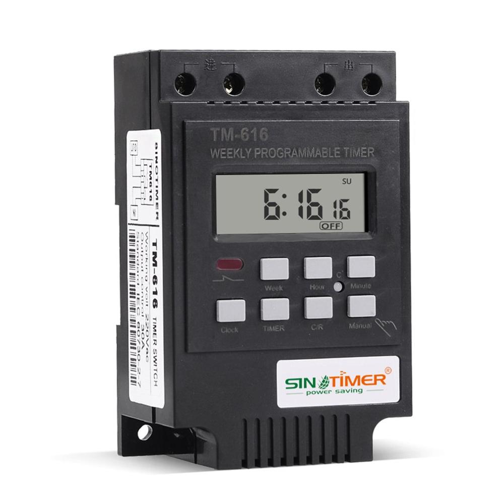 Sinotimer TM616B-2 30A 220V Elektronische Wekelijkse Programmeerbare Digitale Schakelklok Relais Timer Timer Din Rail Mount