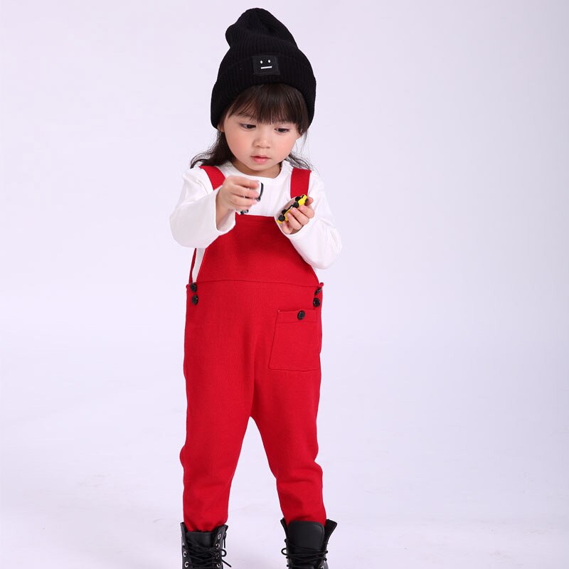 2019 nyfødte småbørn børn baby drenge piger strikkede overalls strop bukser jumpsuit outfits ærmeløs lomme baby dreng pige bukser