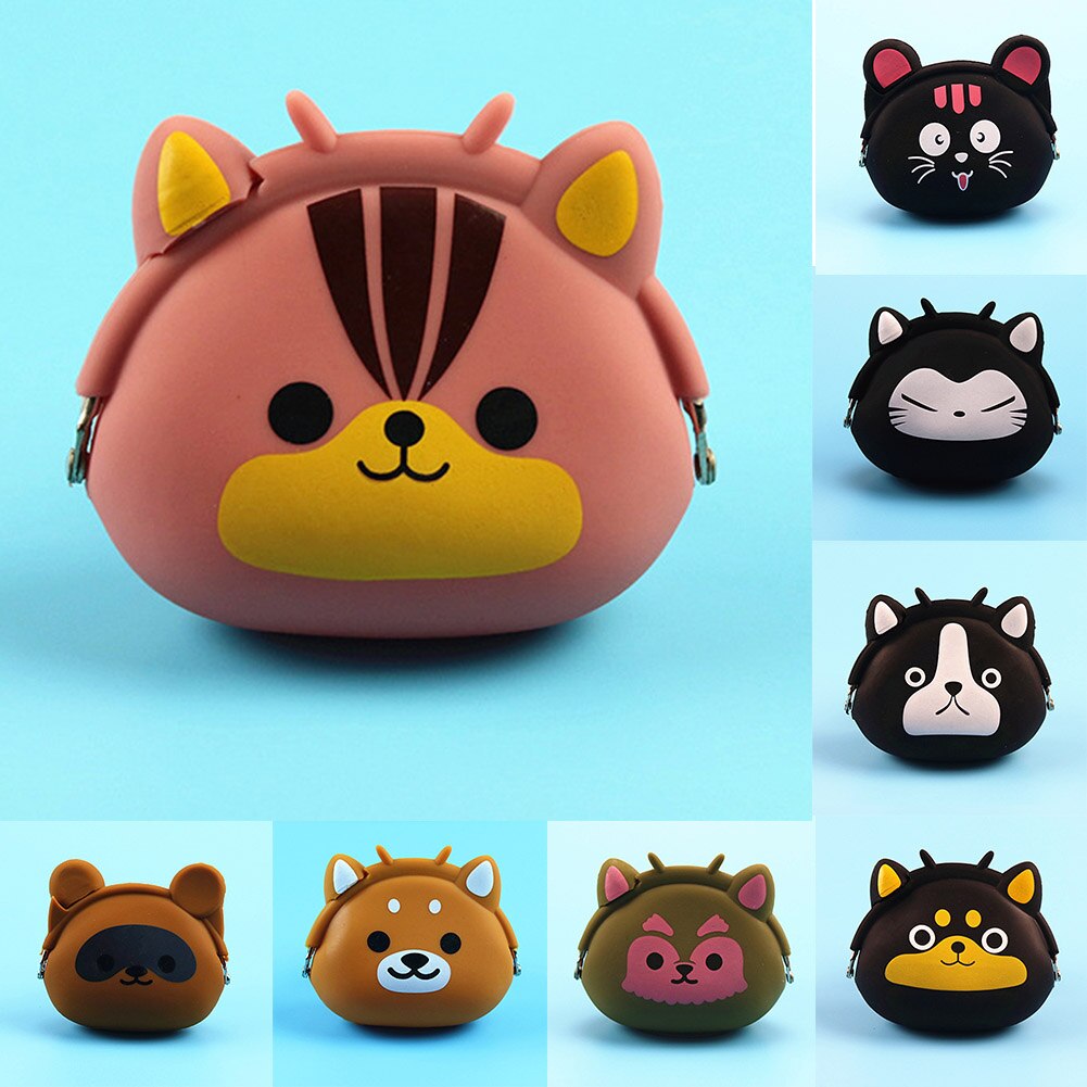 Coin Purse Mini Silicone Animal Small Coin Purse Lady Key Bag Purse Children Prize Package Bluetooth earphone bags