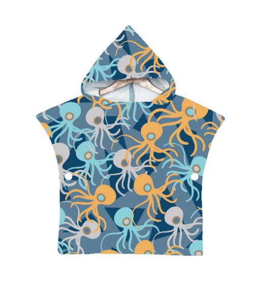 Children Microfiber Beach Cloak Towel Kids Octopus Pattern Cartoon Hooded Bath Towel For Baby Poncho Towel Swim Changing Robe: 2