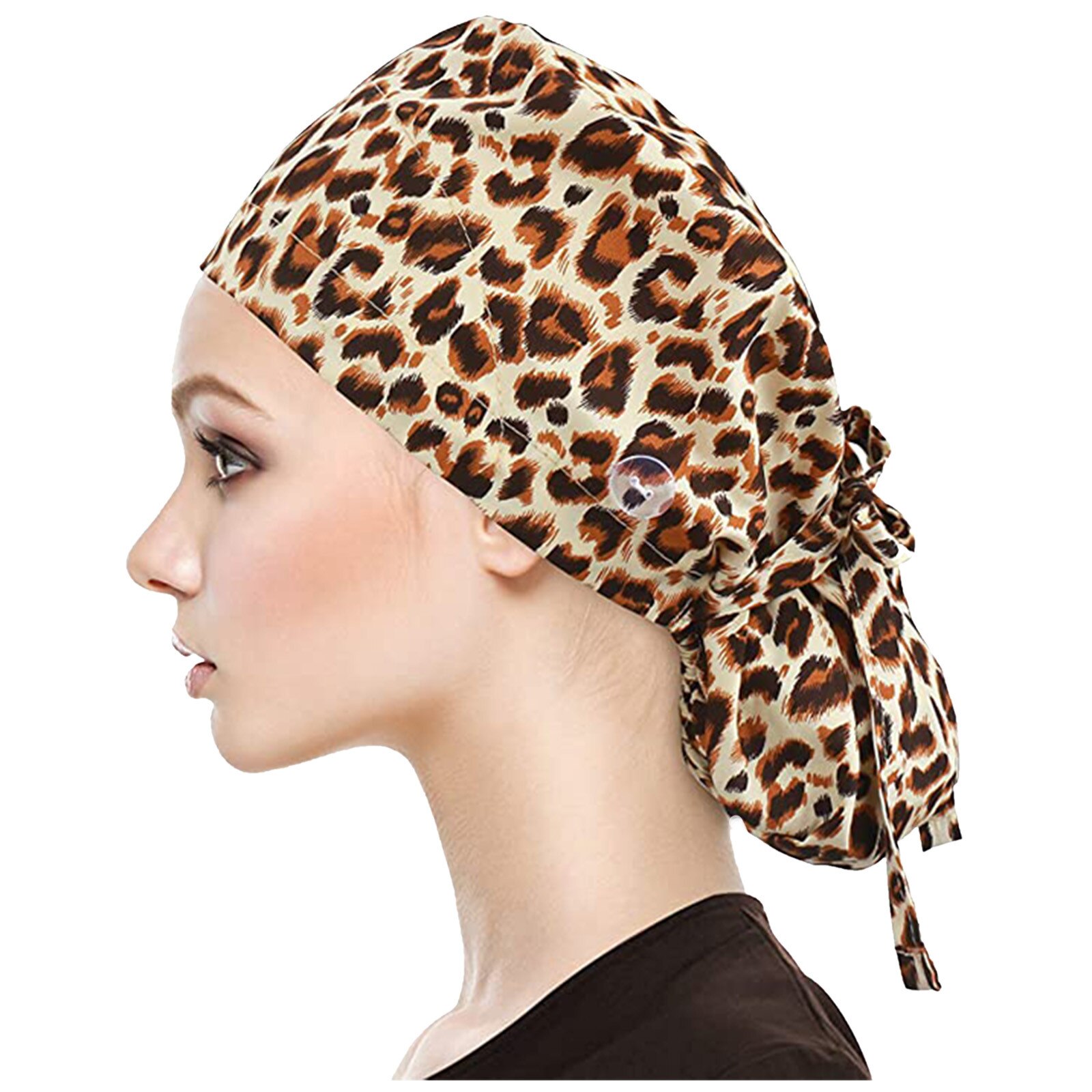 Unisex Cotton Printed Operating Room Hat Scrub Cap With Buttons Bouffant Hat With Sweatband For Womens And Mens Doctor Nurse Cap: B