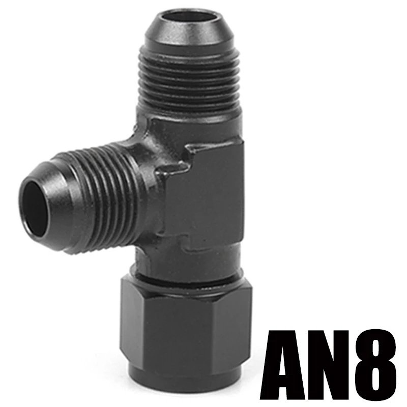 An4 an6 an8 an10 an12 universella aluminiumslang-t-kopplingar hane till hane hona t-koppling på sidan gängad koppling adapter svart: Orange