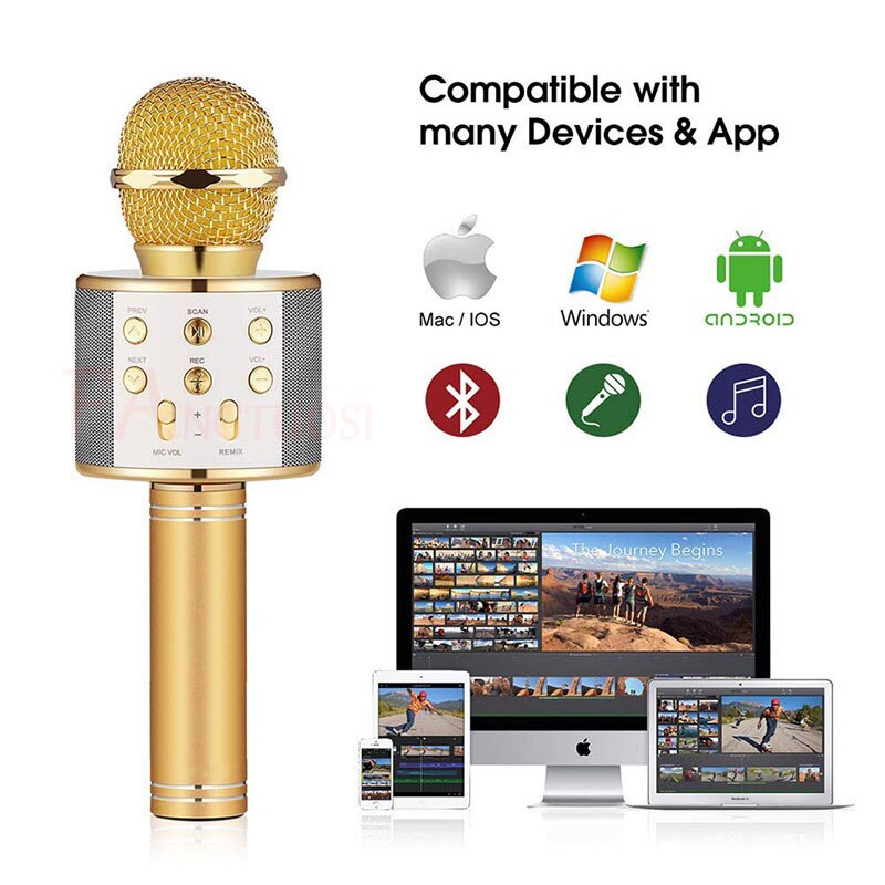 Handheld Wireless WS 858 Microphone Amplifier Speaker Music Playing Singing Speaker Player Bluetooth KTV Karaoke microphone