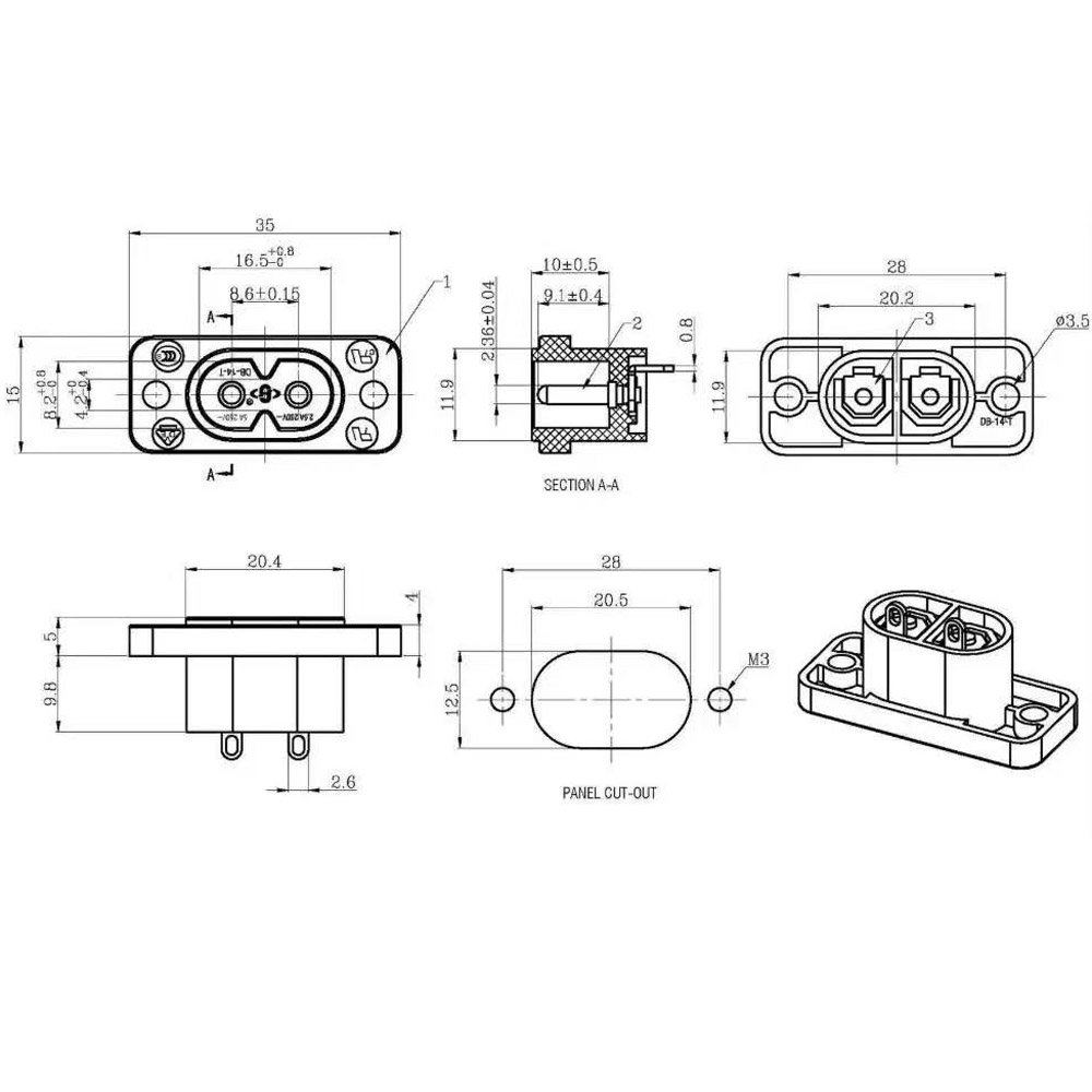 1/3 Stuks C8 mannelijke stopcontact C7 vrouwelijke plug stopcontact ingebedde elektrische connector connector 35mm * 15mm AC 2.5A 5A 250v