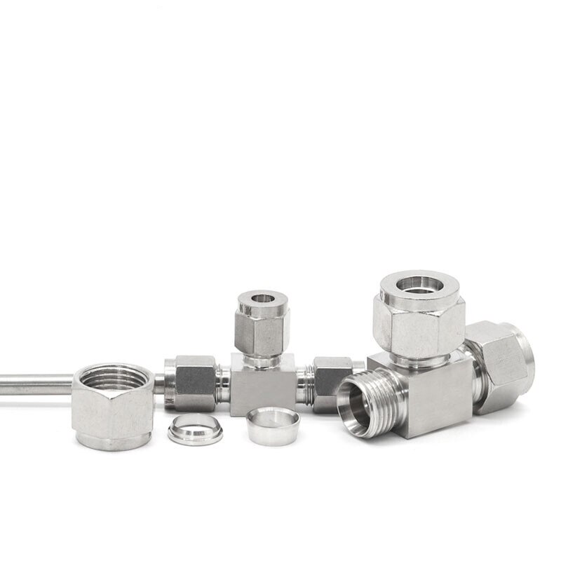 3-25mm 1/4"-1" Tee 3 Ways Splicer Double Ferrule Compression Tube Union Connector Stainless 304 Steel Air Oil Water