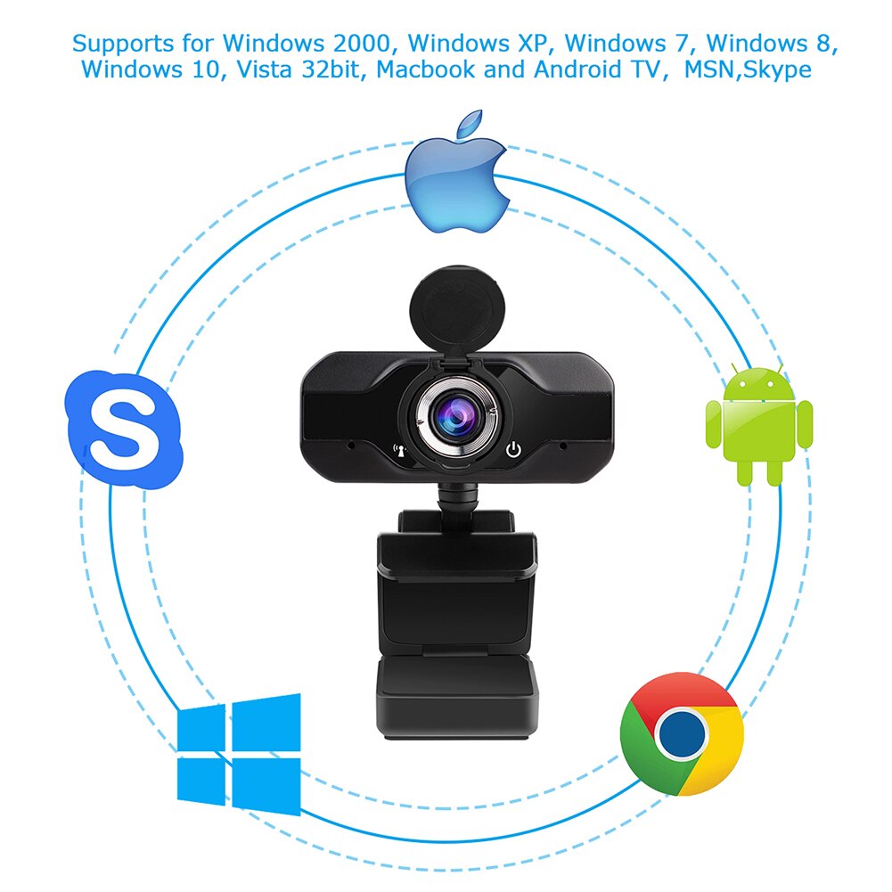 Webcam 720P à mise au point fixe, caméra d'enregistrement vidéo 1.0 méga USB, pilote gratuit, Microphone intégré pour jeux vidéo