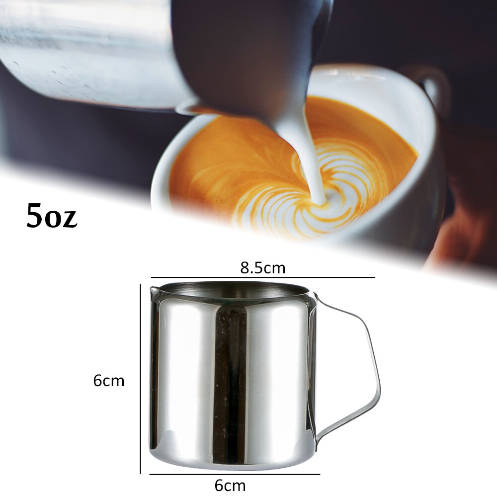 Mini Stainless Steel Milk Pitcher Cup Coffee Jug Cappuccino Latte Art Pitcher Frothing Steam Cup Milk Pot Coffee Accessories: 5oz
