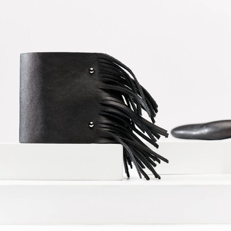 YD & YDBZ-pulsera de cuero estilo callejero Punk para mujer, brazalete de piel, color blanco: black