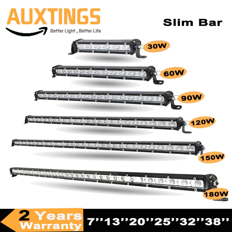 7&quot; 13&quot; 20&quot; 25&quot; 32&quot; 38&#39;&#39; Straight Slim LED Light Bar Single Row 60W 90W 120W 150W 180W For SUV 4WD ATV Off Road LED Work Light