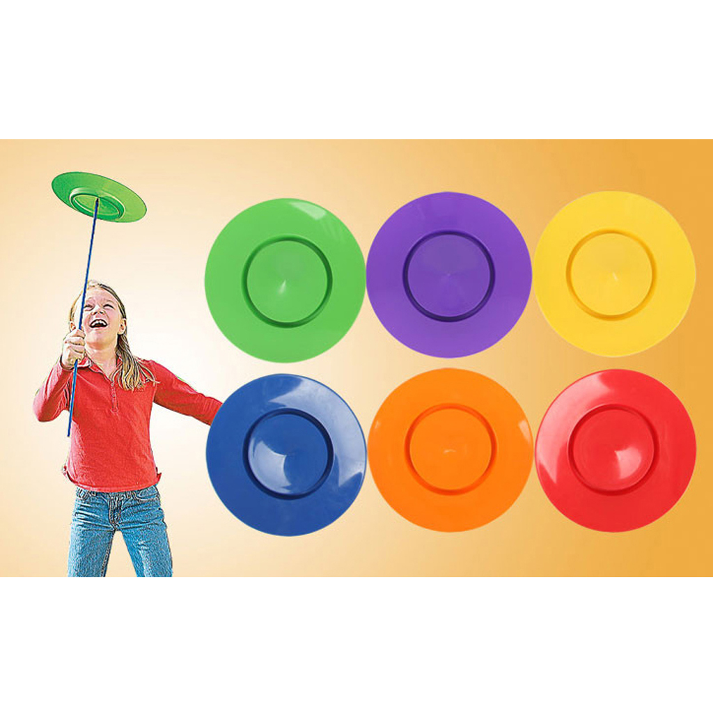 Classic Sports Toy Spinning Plates with Sticks Set Juggling Performance Props Clown Circus Calisthenics & Ability Tool