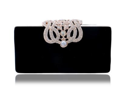 YINGMI Strass kristal diamant mode luxe velours vrouwen dag clutch kleine portemonnee tas met schouder ketting schoudertassen: YM1010black