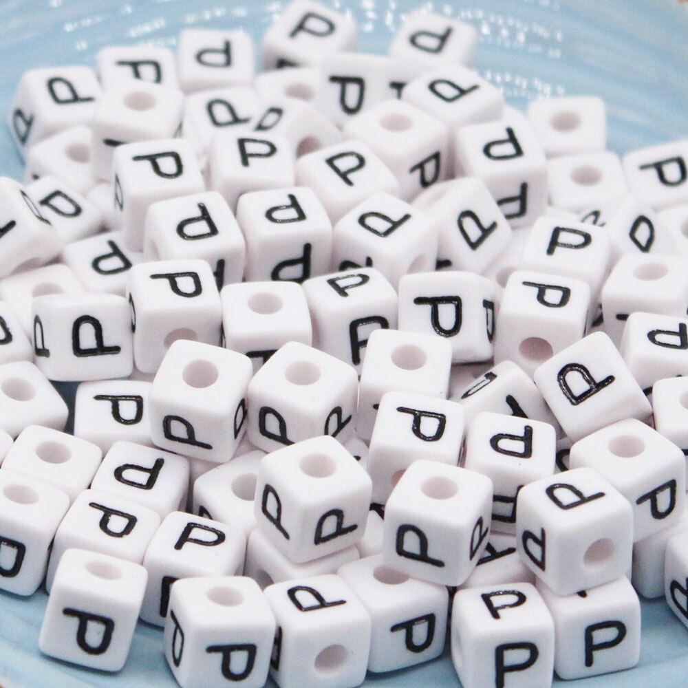 CHONGAI 550 Uds cubo acrílico cuentas con letras un solo alfabeto A-Z pulsera cuadrada blanca fabricación de joyas cuentas 10*10mm
