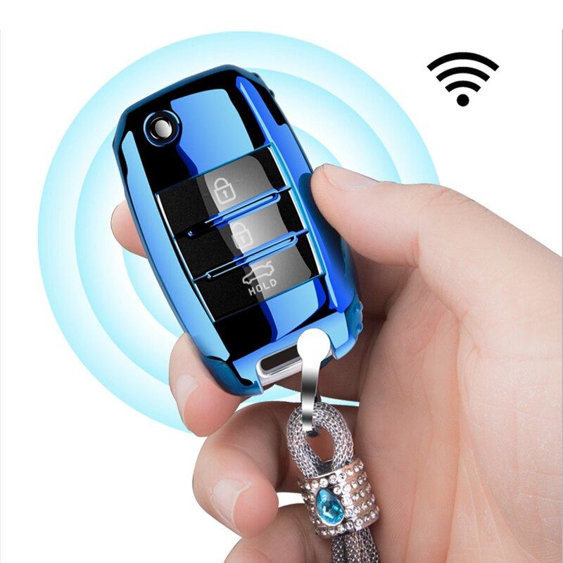 Tpu bil fjernbetjening nøgle fuld cover nøglering til kia  k2 k3 k4 k5 rio ql ceed sorento cerato sportage auto key protect shell cover