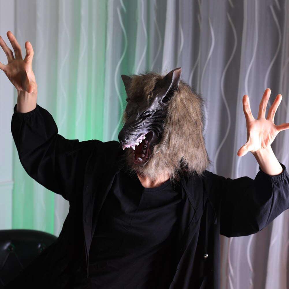 Adult mask Halloween costume party props mask full set head wolf head hood simulation makeup toy mask