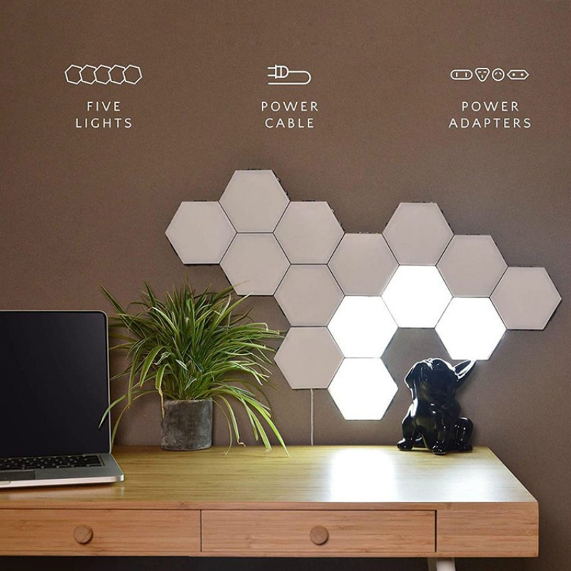 Luz cuántica con Sensor táctil, luces LED de noche, luz hexagonal, lámpara de muro táctil Modular magnética, decoración creativa para el hogar, lámpara de noche de Color