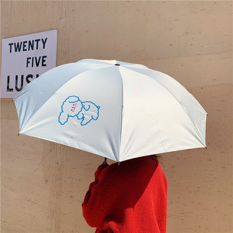 W & g sød badning bjørn mælk te hvalp gennemsigtig paraply regn kvinder udendørs automatisk lys langt håndtag strand paraply: Sammenklappelig paraply b